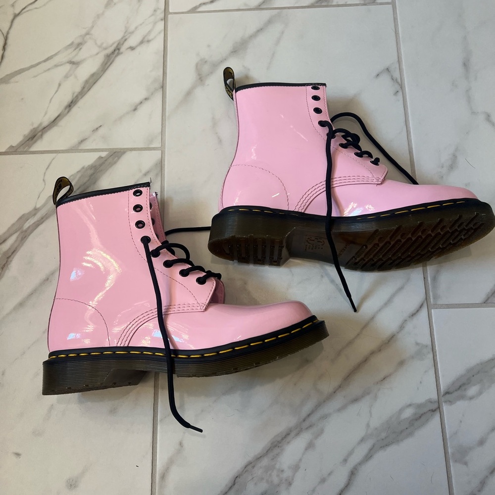Pink Leather Dr Marten Boots